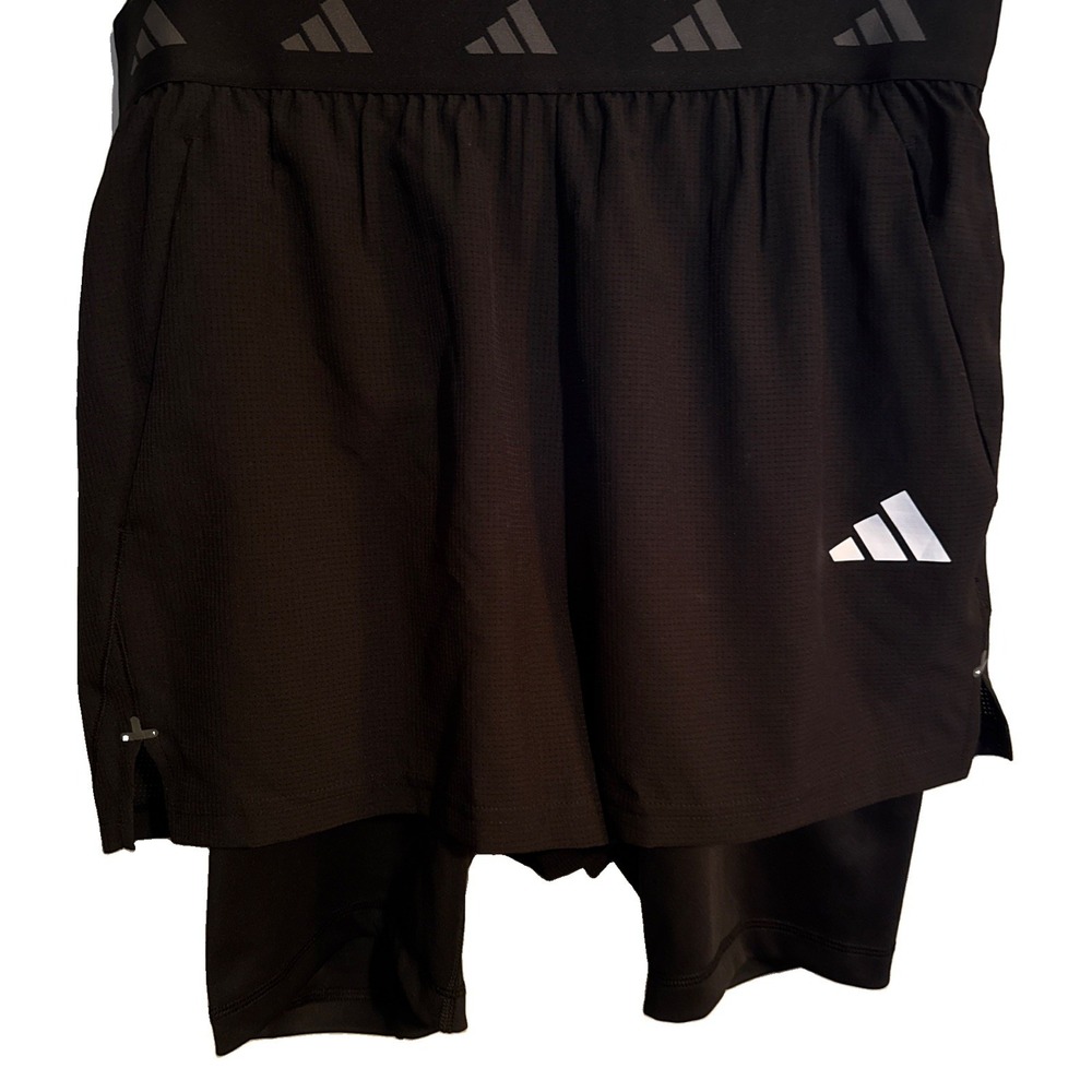 Adidas Gym  2 In 1 Shorts Slim Fit Compression Men's 36 L  5" Inseam Black NWT